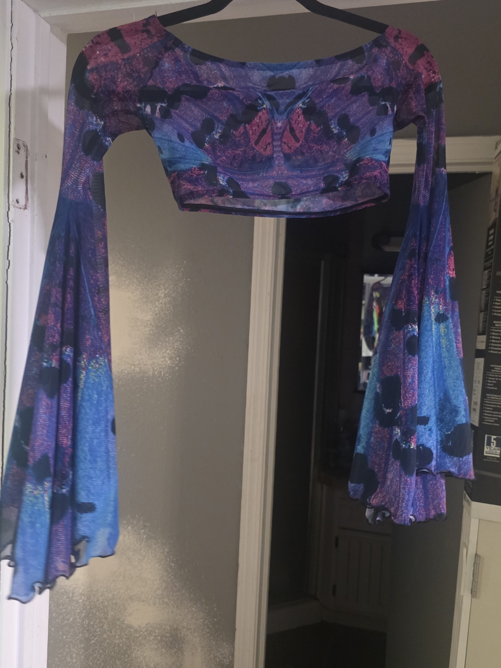 Purple & Blue Abstract Sheer Ceop Top